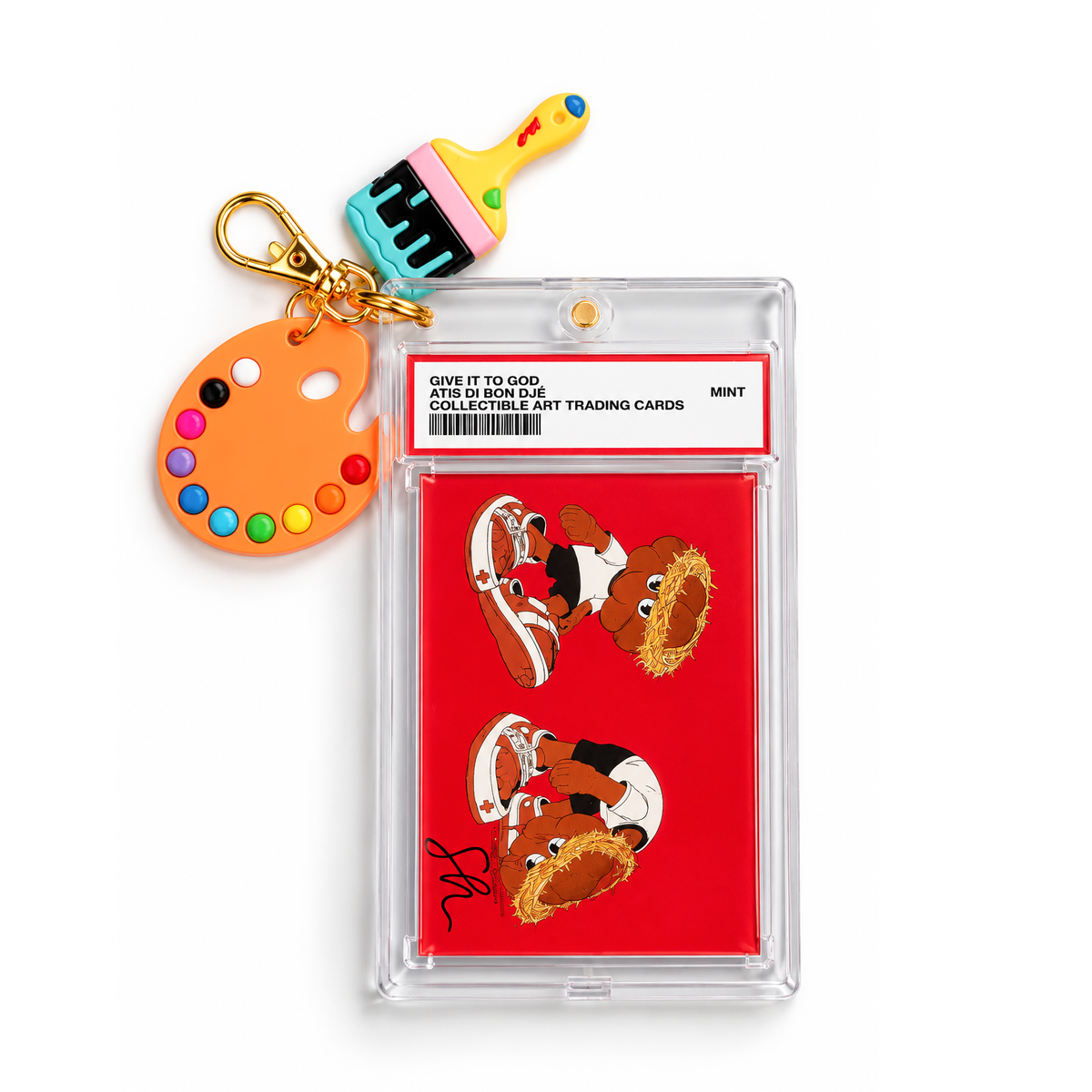 Give It To God Collectible Art Trading Card Keychain